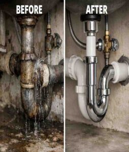 Plumbing Repair Before and after