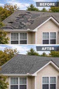 Roof Repiar Before After